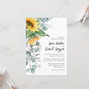 Invitación Boda floral de eucalipto de girasol ruso