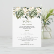 Boda Floral de Eucalipto Verde Salvia | Menú