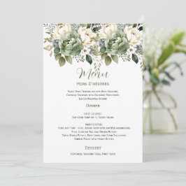 Invitación Boda Floral de Eucalipto Verde Salvia | Menú