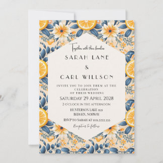 Invitación Boda Floral De Fantasía De Limón Y Rosa Rubor