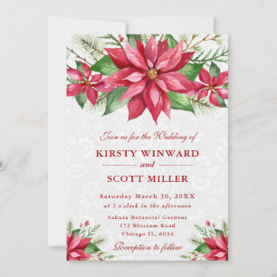 Invitación Boda Floral de Fiesta de Nochebuena con Acuarela R