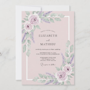 Invitación Boda floral de flor de lila