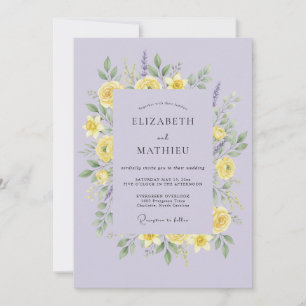 Invitación Boda Floral de Flor de Lila Amarillo