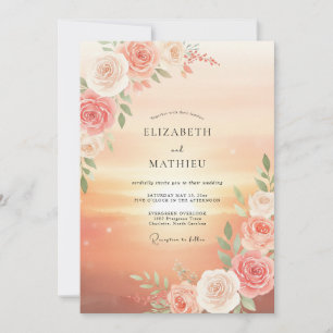 Invitación Boda Floral de Flor de Melocotón