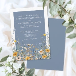 Invitación Boda Floral de Flor Silvestre Azul