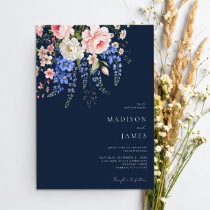 Invitación Boda floral de flor silvestre BlueBoho de la Marin