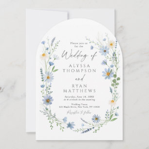 Invitación Boda floral de flor silvestre de salvia azul polvo