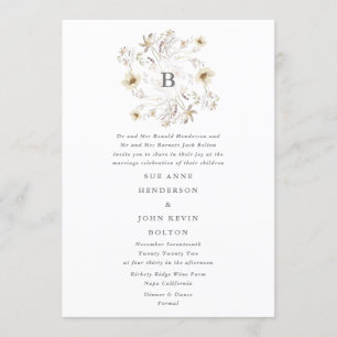 Invitación Boda floral de flor silvestre elegante primavera