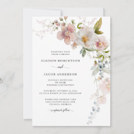 Invitación Boda floral de flor silvestre verde sabio