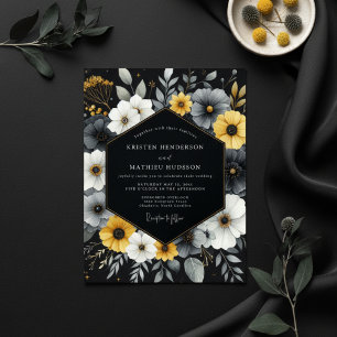 Invitación Boda Floral de Floración de Carbón