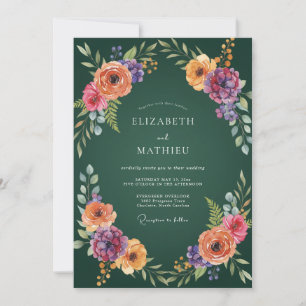 Invitación Boda floral de floración esmeralda