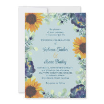 Boda floral de flores azules y girasoles