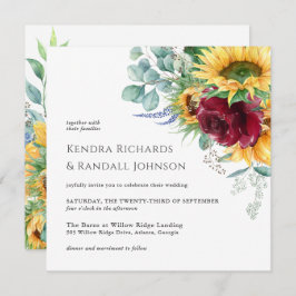Invitación Boda floral de flores de boho rustico