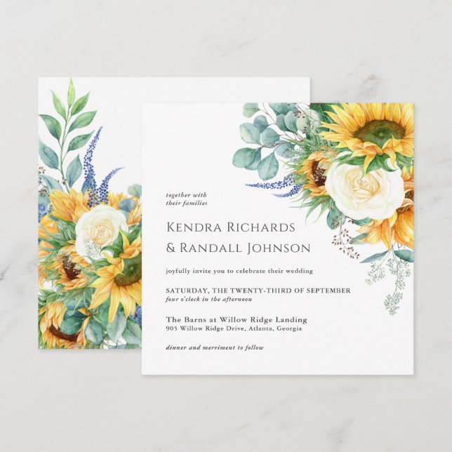 Invitación Boda floral de flores de boho rustico (Anverso / Reverso)