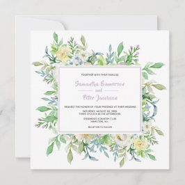 Invitación Boda floral de flores de verano con RSVP
