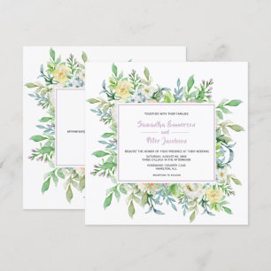 Invitación Boda floral de flores de verano con RSVP