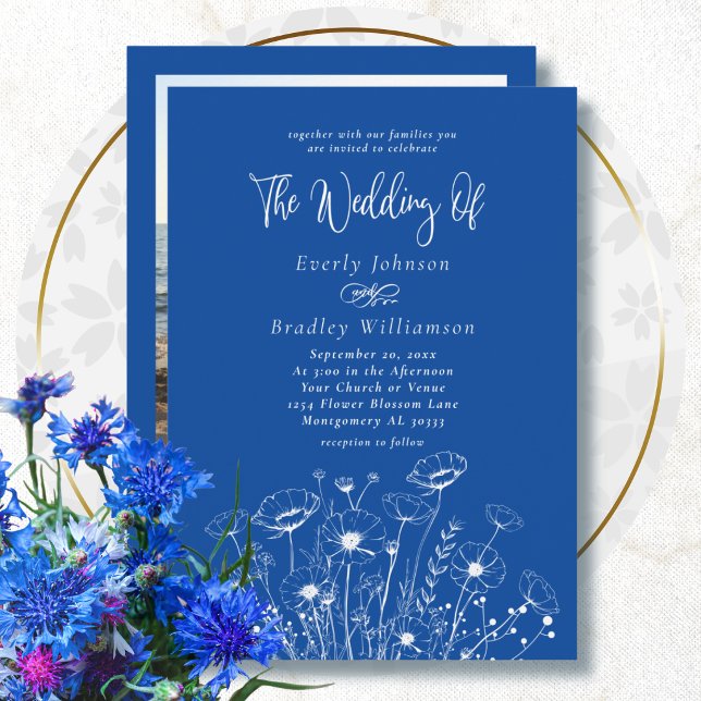 Invitación Boda floral de flores silvestres blancas simples a (Subido por el creador)