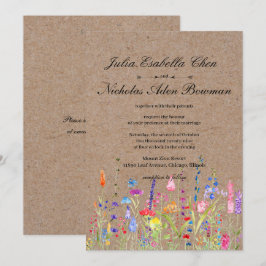 Invitación Boda floral de flores silvestres de color acuático