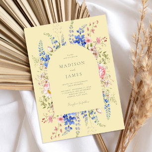 Invitación Boda floral de flores silvestres de color amarillo