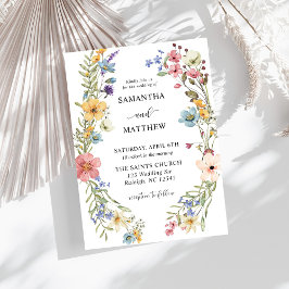 Invitación Boda floral de flores silvestres de color boho mod