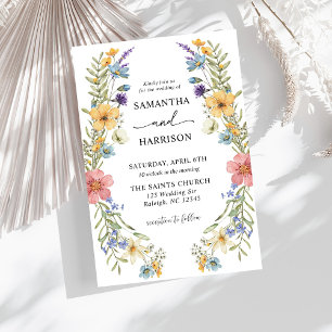 Invitación Boda floral de flores silvestres de color boho mod