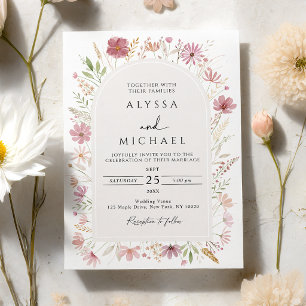 Invitación Boda floral de flores silvestres de otoño
