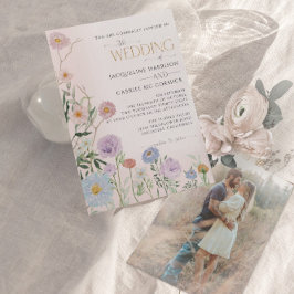 Invitación Boda floral de flores silvestres elegantes acuarel