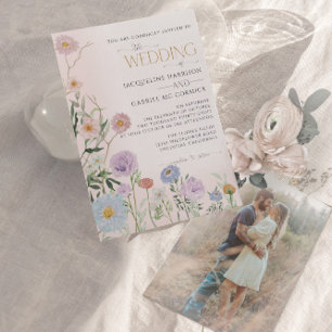 Invitación Boda floral de flores silvestres elegantes acuarel