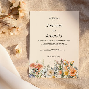 Invitación Boda floral de flores silvestres en el jardín botá