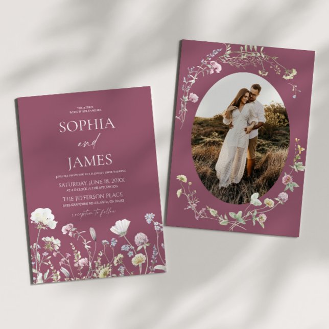 Invitación Boda Floral de Flores Silvestres Malva Elegante (Subido por el creador)