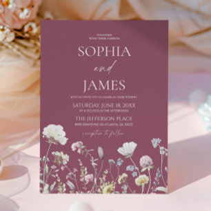 Invitación Boda Floral de Flores Silvestres Mauve Elegante