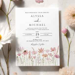 Invitación Boda Floral de Flores Silvestres Neutrales Boho