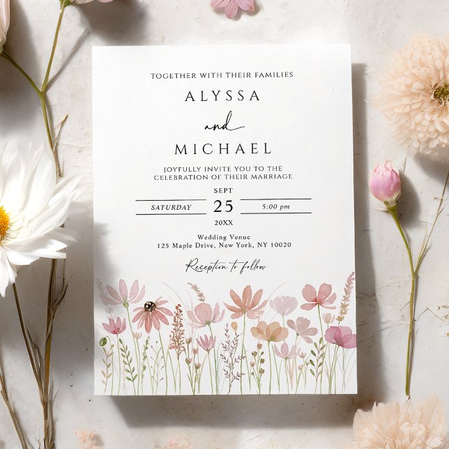 Invitación Boda Floral de Flores Silvestres Neutrales Boho (Subido por el creador)