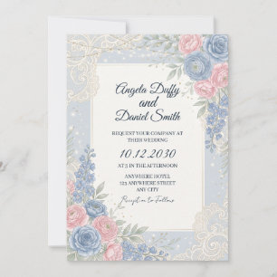 Invitación Boda floral de flores silvestres pastel