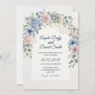 Invitación Boda floral de flores silvestres pastel