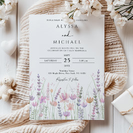 Invitación Boda floral de flores silvestres pastel suave