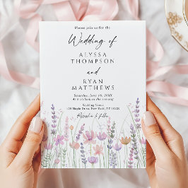 Invitación Boda floral de flores silvestres pastel suave