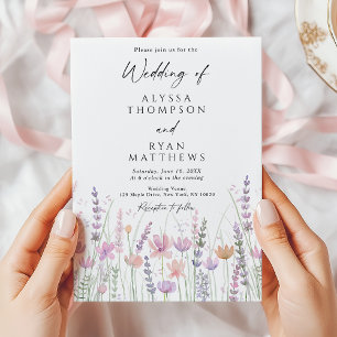 Invitación Boda floral de flores silvestres pastel suave