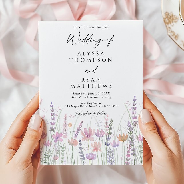 Invitación Boda floral de flores silvestres pastel suave (Subido por el creador)