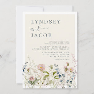Invitación Boda floral de flores silvestres románticas