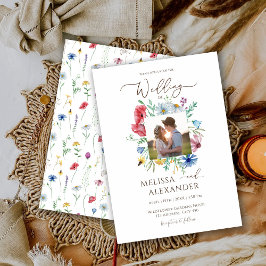 Invitación Boda floral de foto de jardín boho de flor silvest