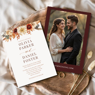 Invitación Boda floral de fotos rusticas de otoño