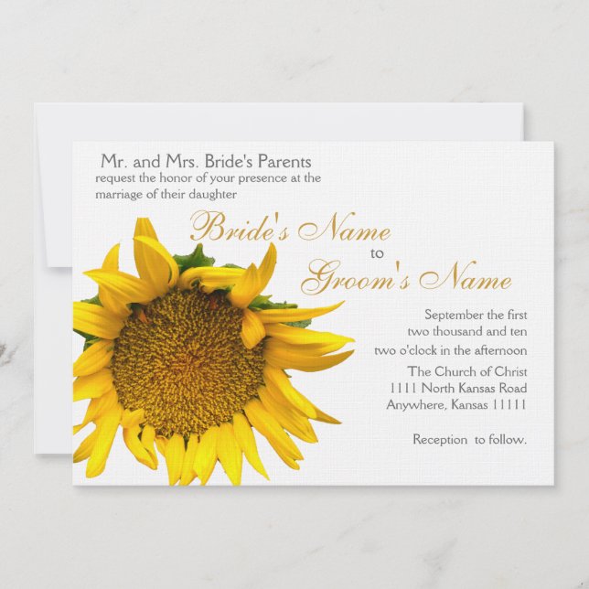Invitación Boda floral de girasol (Anverso)
