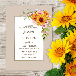 Invitación Boda floral de girasol
