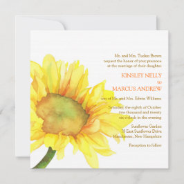 Invitación Boda floral de girasol amarillo