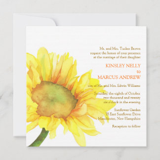 Invitación Boda floral de girasol amarillo