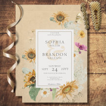 Boda floral de girasol de verano vintage