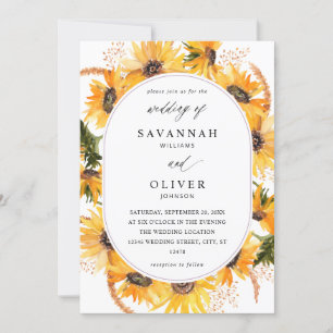 Invitación Boda floral de girasol otoño