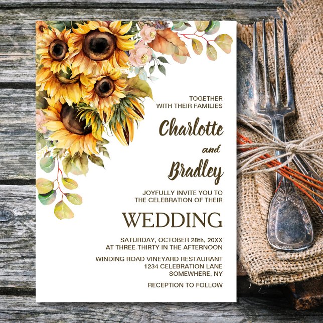 Invitación Boda floral de girasol ruso (Subido por el creador)