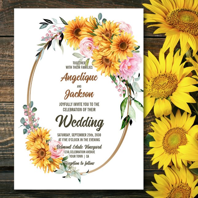 Invitación Boda floral de girasol ruso (Subido por el creador)